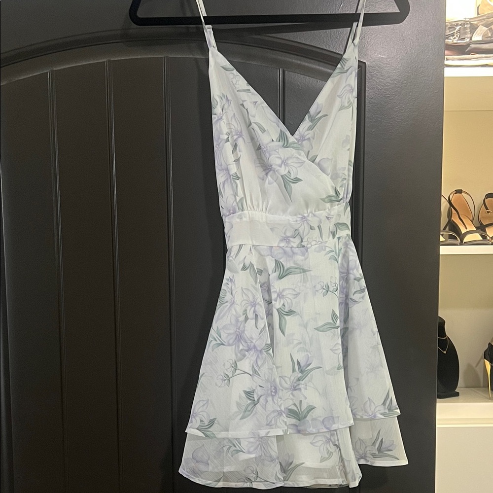 Floral White and Purple Women's Romper